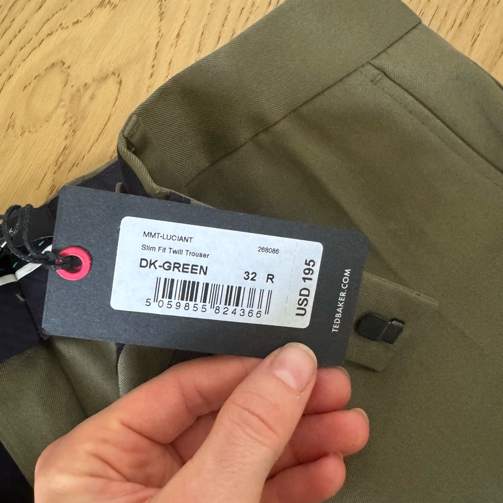 Ted Baker Olive Twill Trouser never worn